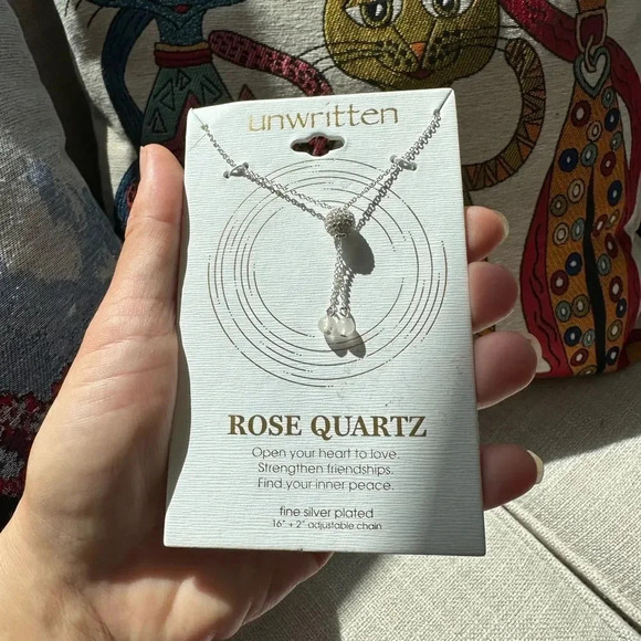 Rose Quartz Crystal Fireball Lariat Necklace Silver Plated - Picture 5 of 5